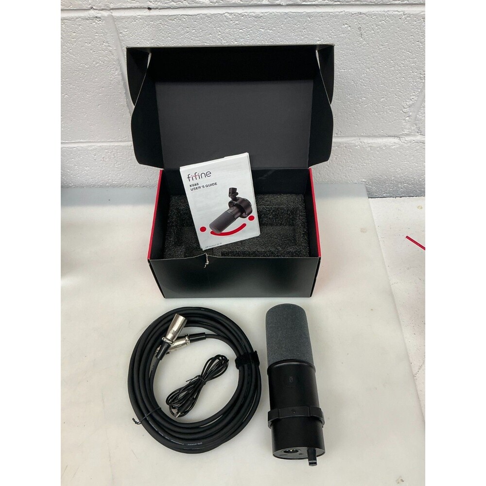 Fifine K688 Podcast Microphone XLR/USB Dynamic Black W/ Box - No Shock Mount
